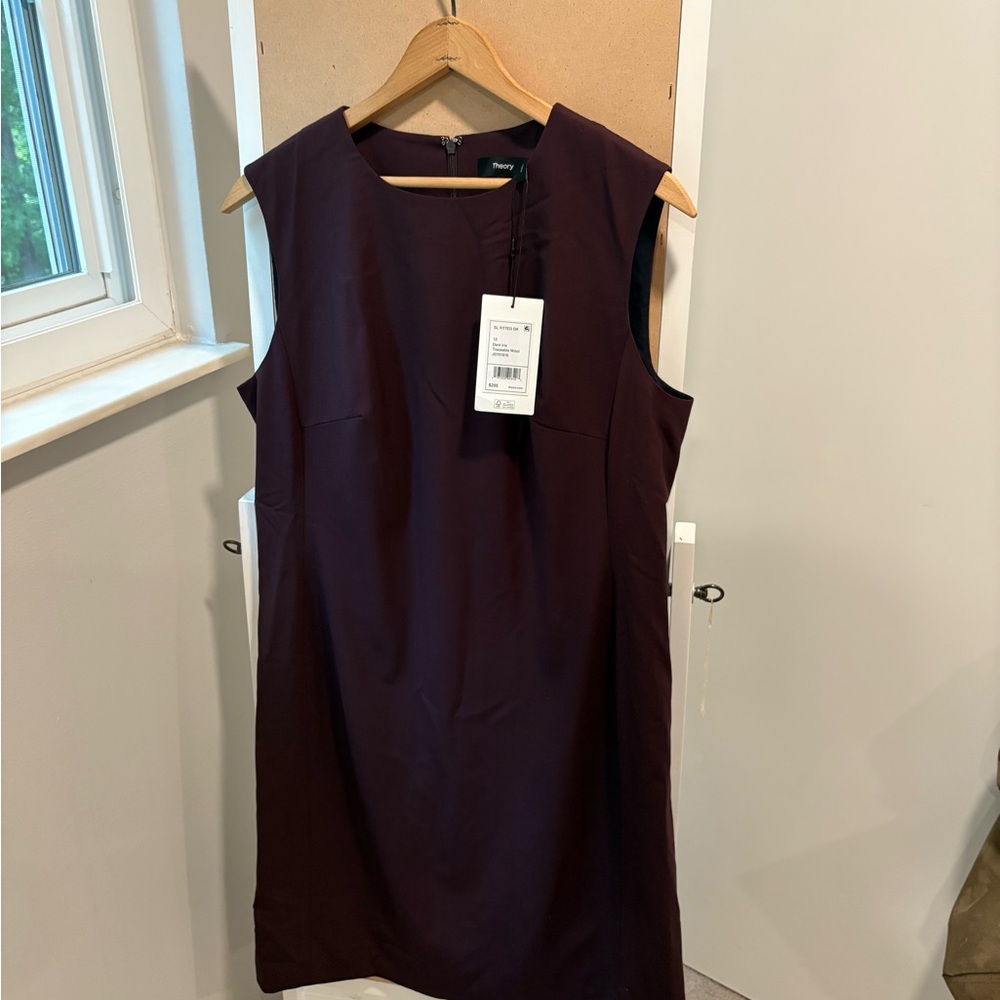 Theory Traceable Wool Sleeveless Sheath Dress NWT Size 12 Dark Iris